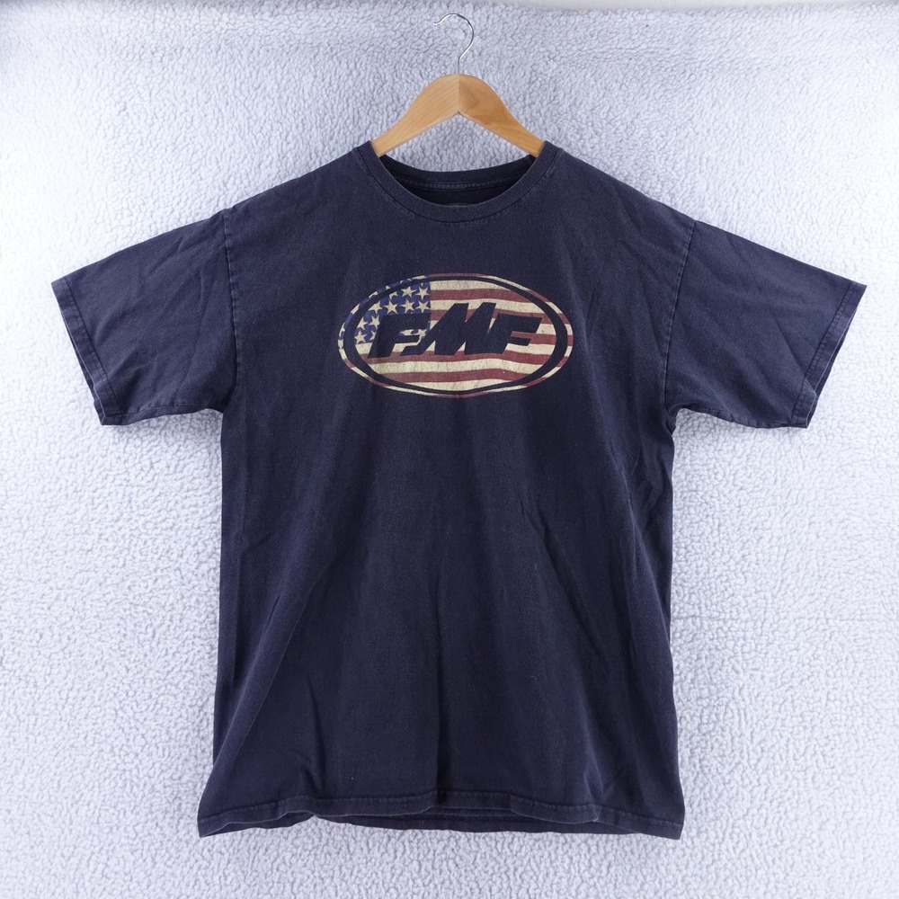 FMF Racing Mens T-Shirt Large‎ Black American Flag Logo Motocross Graphic Tee